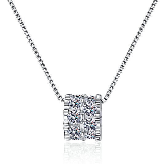 Moissanite Necklace Sterling Silver Clavicle Chain