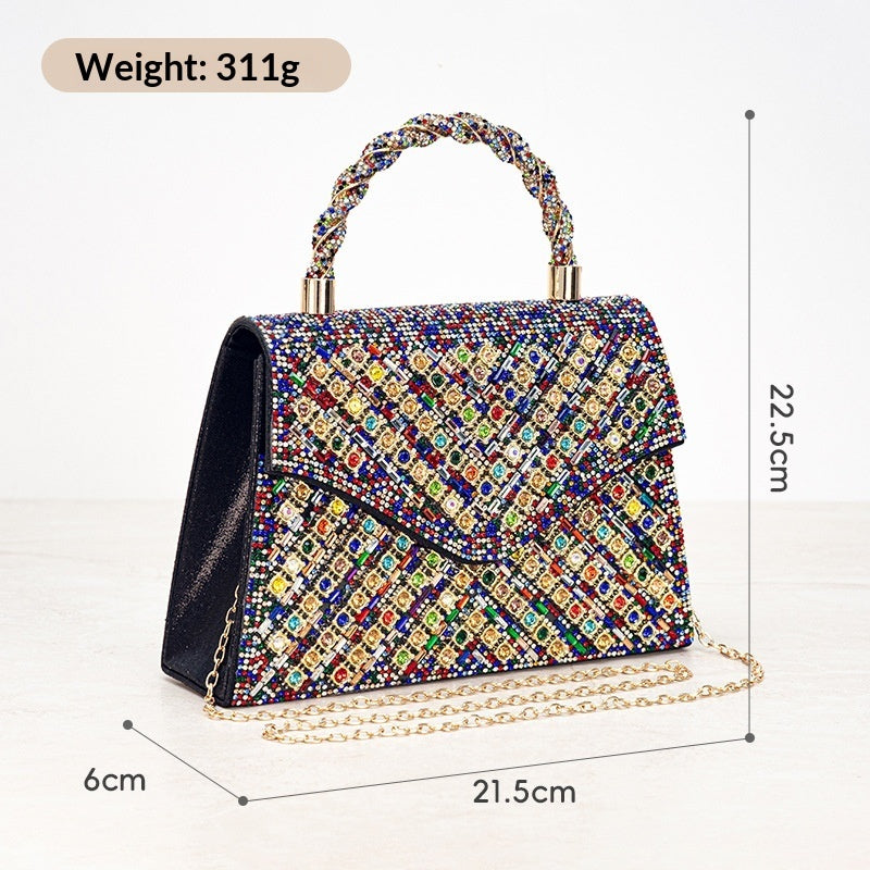 Retro Handbag With A Sense Of High-end Inlaid Crystal's