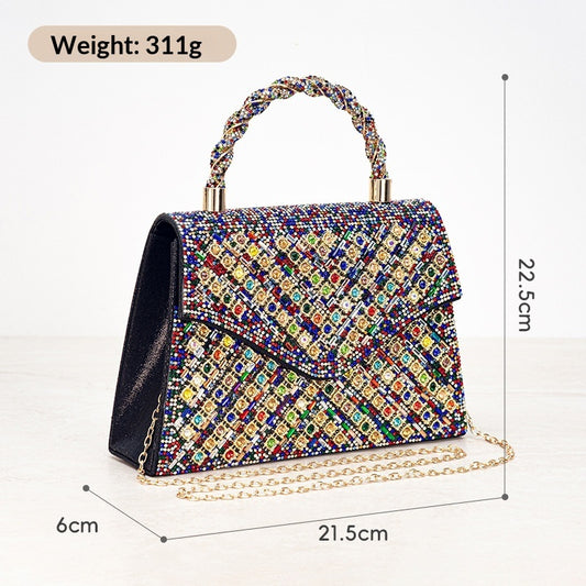 Retro Handbag With A Sense Of High-end Inlaid Crystal's