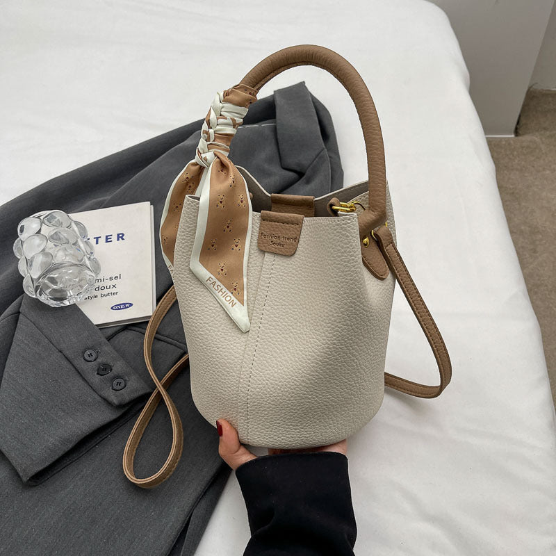 Versatile Silk Scarf Tote Bucket Bag