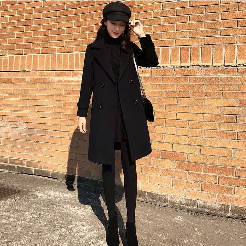 Trendy Black Chanel-style Wool Coat